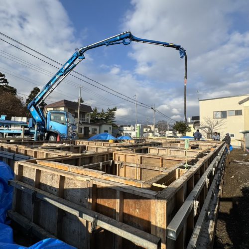 福島町新築工事：基礎打設いたしました！